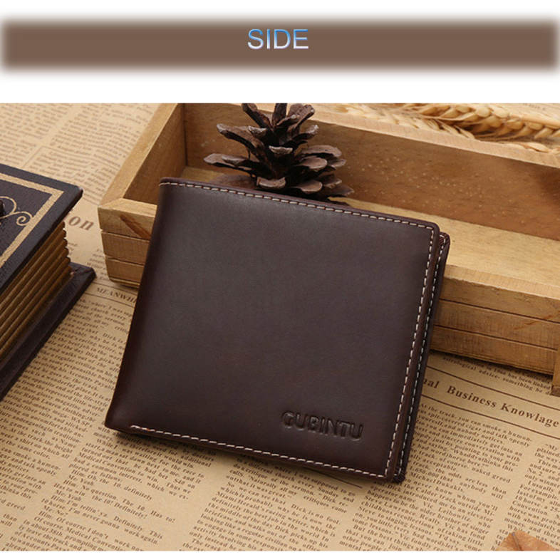 GUBINTU Men Thread Solid Color Letter Leather Open Horizontal Soft Wallet GUBINTU Men Thread Solid Color Letter Leather Open Horizontal Soft Wallet