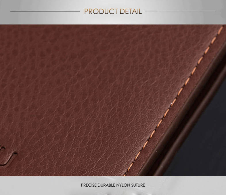 Men Lichee Pattern Solid Color Letter Open Soft Vertical Long Wallet