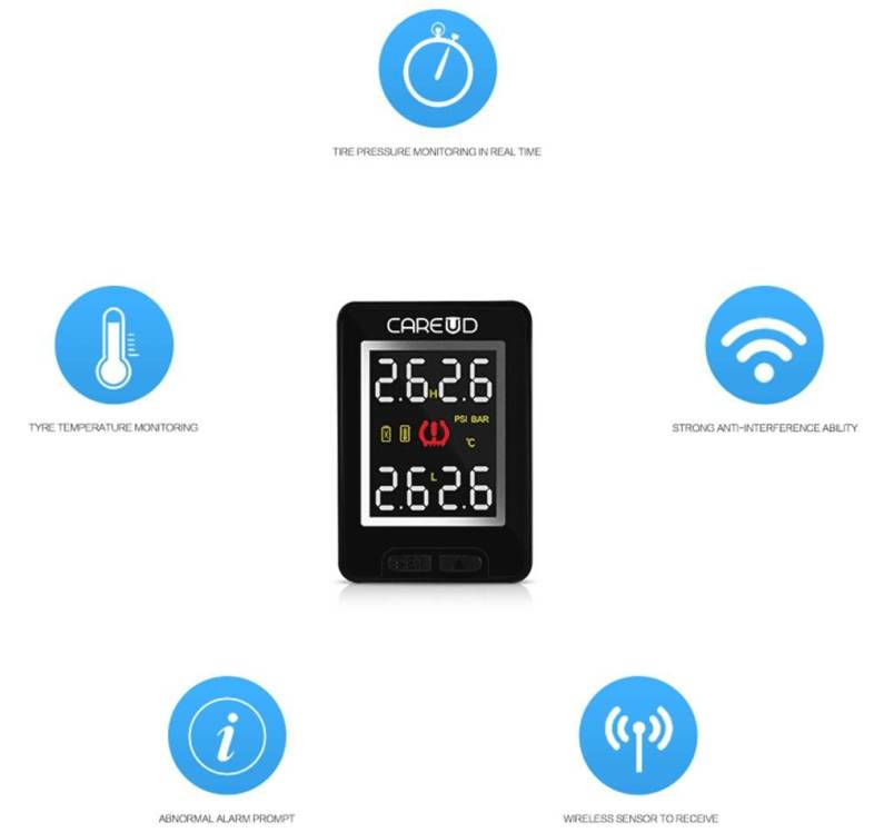 U912 433.92MHz Wireless TPMS Tire Pressure Monitoring System 4 Internal Sensors for Honda