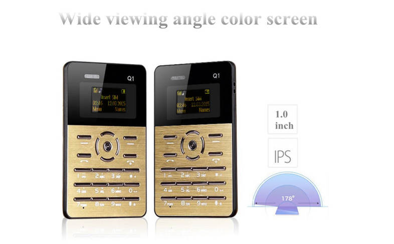 AIEK Q1 1.0 inch Ultra-thin Card Phone FM Audio Player Sound Recorder Calendar Calculator