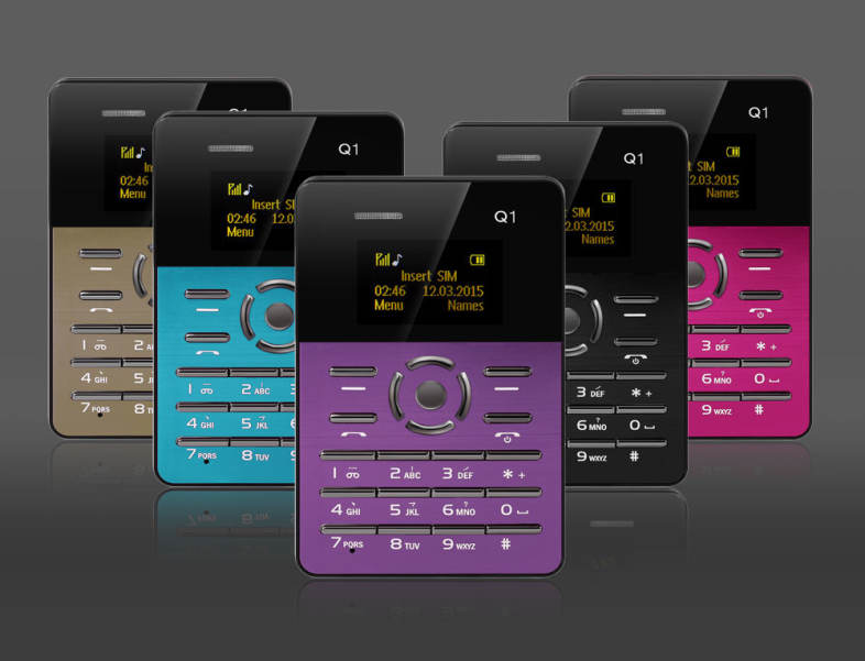 AIEK Q1 1.0 inch Ultra-thin Card Phone FM Audio Player Sound Recorder Calendar Calculator