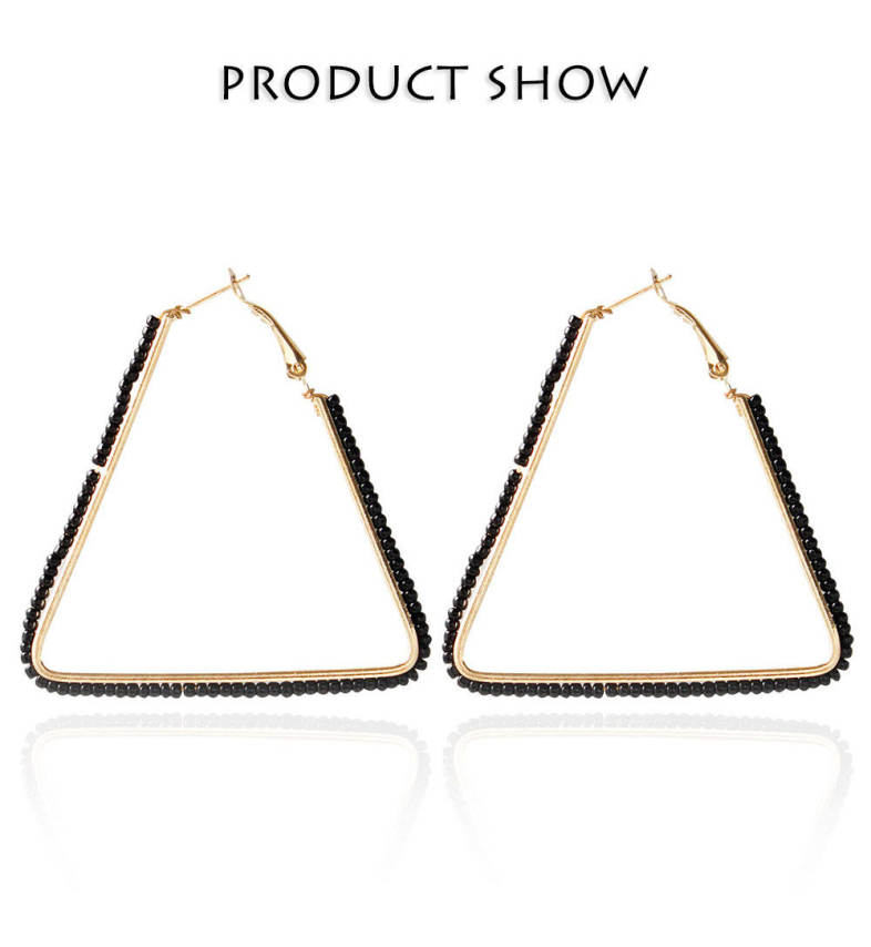Bohemia Triangle Bead Hollow Hoop Earrings for Lady
