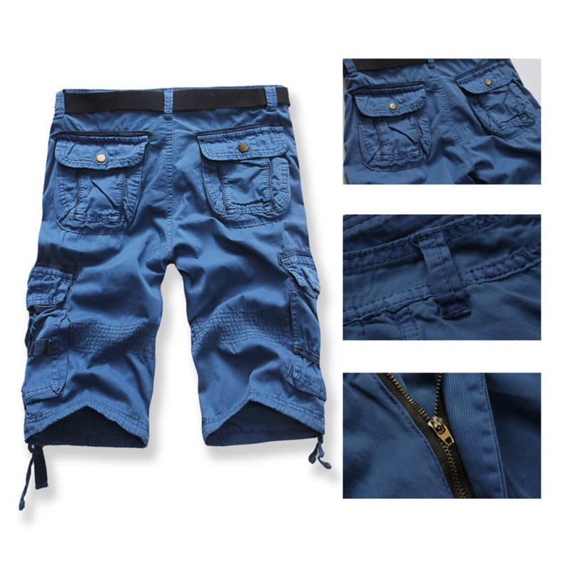 Casual Mid Waist Solid Color Loose-fitting Cotton Shorts for Men