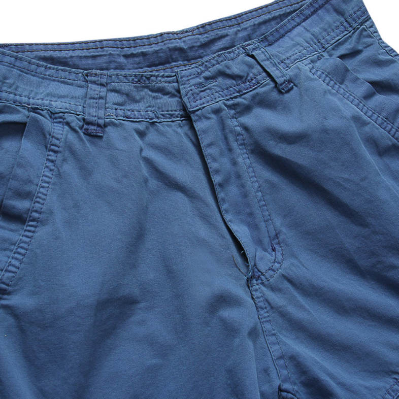 Casual Mid Waist Solid Color Loose-fitting Cotton Shorts for Men