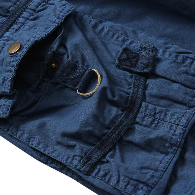 Casual Mid Waist Solid Color Loose-fitting Cotton Shorts for Men