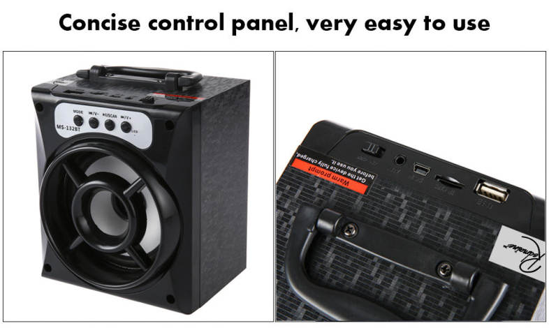 Redmaine MS - 132BT Large Output Wireless Bluetooth Square Speaker Support AUX TF Input FM Radio