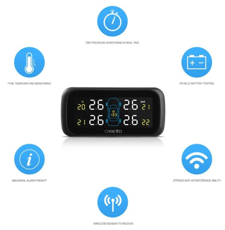 U903 433.92MHz Wireless TPMS Tire Pressure Monitoring System 4 External Sensors