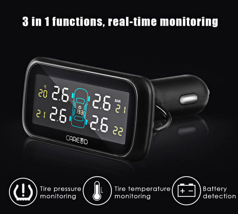 U903 433.92MHz Wireless TPMS Tire Pressure Monitoring System 4 External Sensors