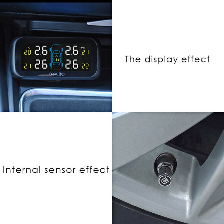 U903 433.92MHz Wireless TPMS Tire Pressure Monitoring System 4 External Sensors