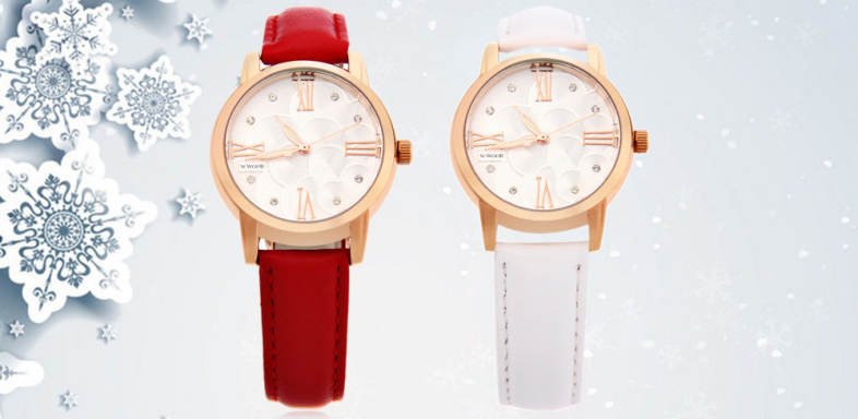 WWOOR 8803 Female Quartz Watch Luminous Pointer 30M Water Resistance Artificial Diamond Wristwatch