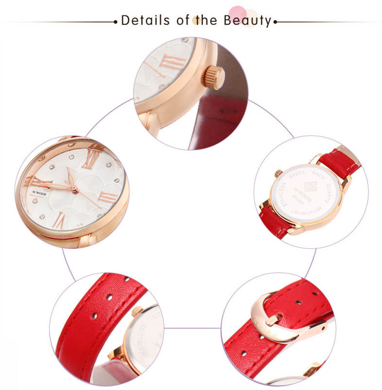 WWOOR 8803 Female Quartz Watch Luminous Pointer 30M Water Resistance Artificial Diamond Wristwatch
