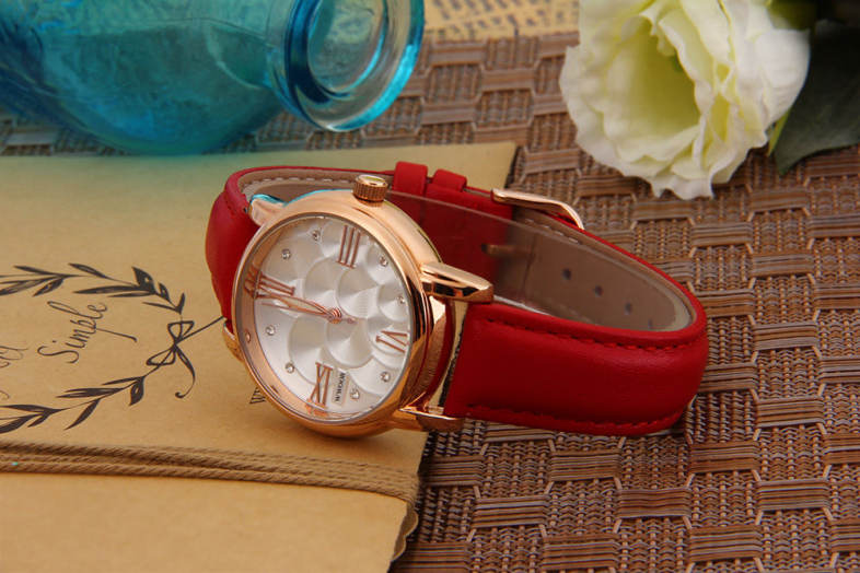 WWOOR 8803 Female Quartz Watch Luminous Pointer 30M Water Resistance Artificial Diamond Wristwatch