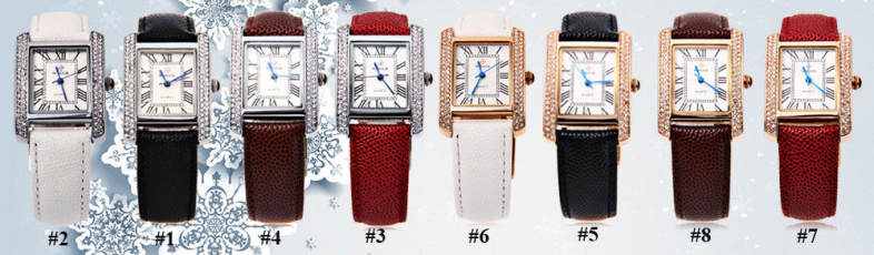 WWOOR 8806 Female Quartz Watch 30M Water Resistance Genuine Leather Strap Artificial Diamond Wristwatch