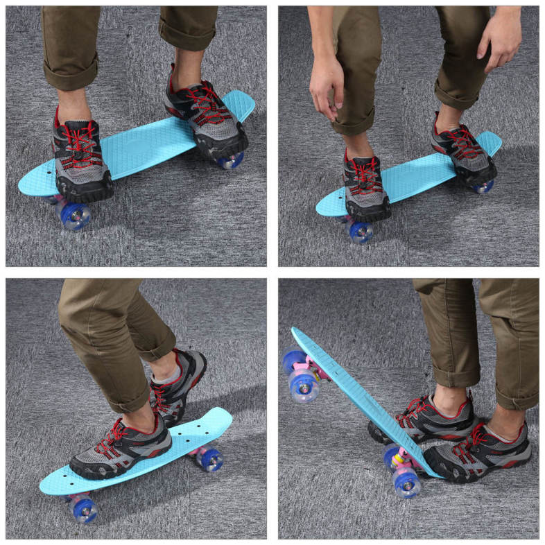 22 Inches Cruiser Four-wheel Banana Style Plastic Board Deck with LED Flashing Wheels