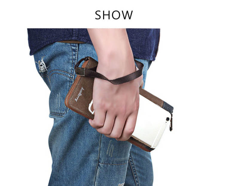 Baellerry Patchwork Canvas Men Portable Clutch Wallet