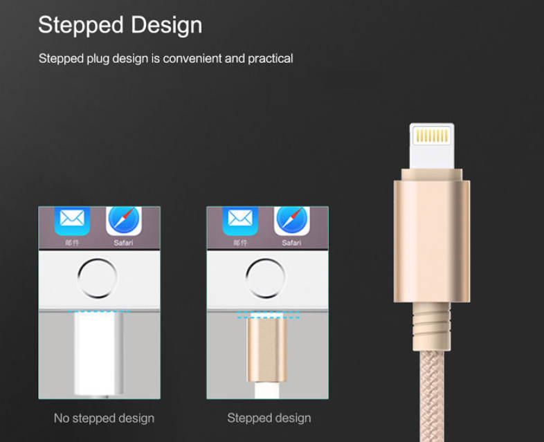 Rock RCB0436 1.2m USB Charging Cable with Dual 8 Pin Adapters   Micro USB Connector Nylon Braided Cord
