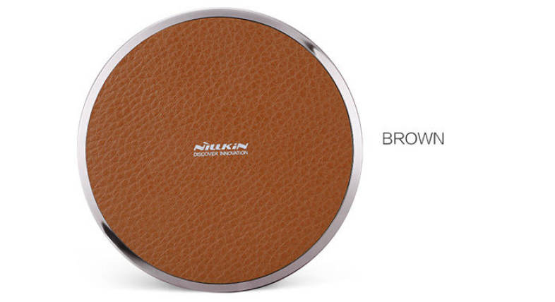 Nillkin Magic Disk Third Generation Qi Wireless Charger Transmitter Lichee Emboss PU Pad Round Design Launcher with Round Indicator Light