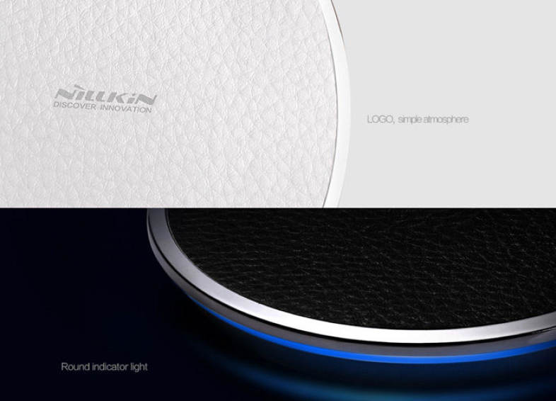 Nillkin Magic Disk Third Generation Qi Wireless Charger Transmitter Lichee Emboss PU Pad Round Design Launcher with Round Indicator Light
