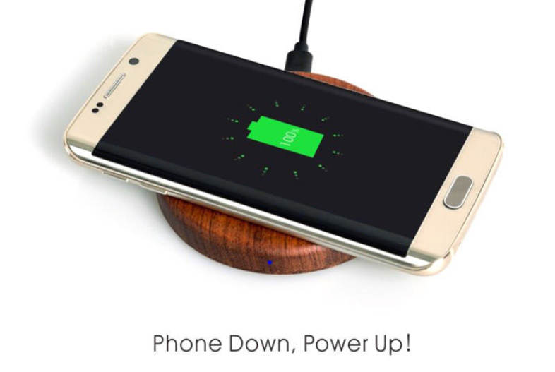 WT - 510 Qi Wireless Charger Transmitter Wooden Pad Round Launcher with Indicator Light
