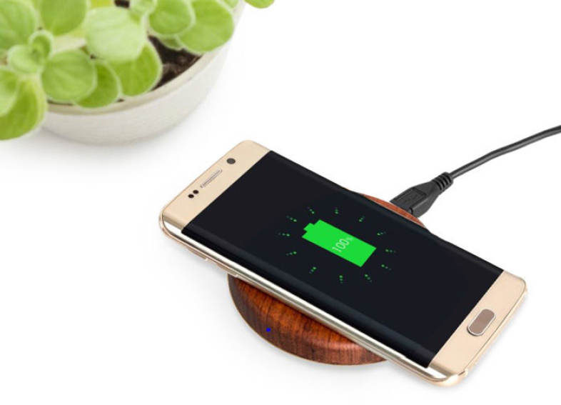 WT - 510 Qi Wireless Charger Transmitter Wooden Pad Round Launcher with Indicator Light