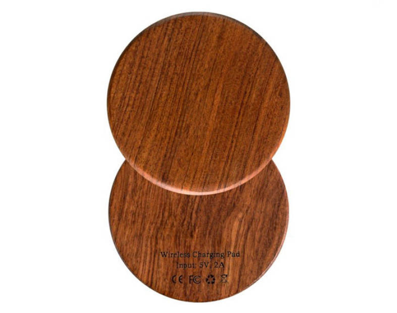 WT - 510 Qi Wireless Charger Transmitter Wooden Pad Round Launcher with Indicator Light
