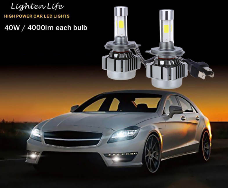 2pcs 40W 4000LM H4 LED Light Car Headlight 6000K Vehicle Conversion Bulb
