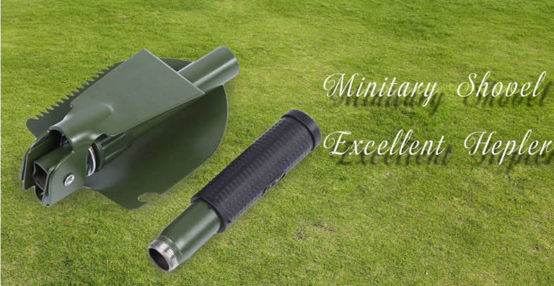 CLEYE Multi-function Military Portable Trowel Diddle Spade Shovel with Carrying Pouch