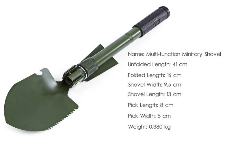 CLEYE Multi-function Military Portable Trowel Diddle Spade Shovel with Carrying Pouch
