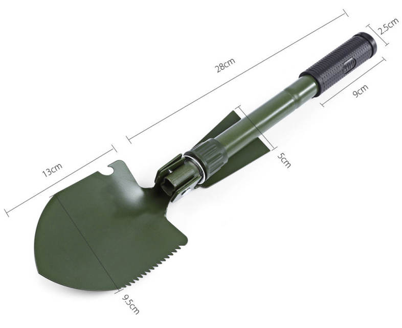 CLEYE Multi-function Military Portable Trowel Diddle Spade Shovel with Carrying Pouch