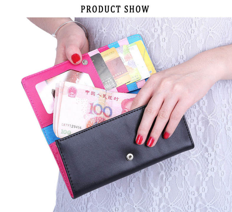 Guapabien Cute Cat Snap Fastener Long Horizontal Wallet for Girl