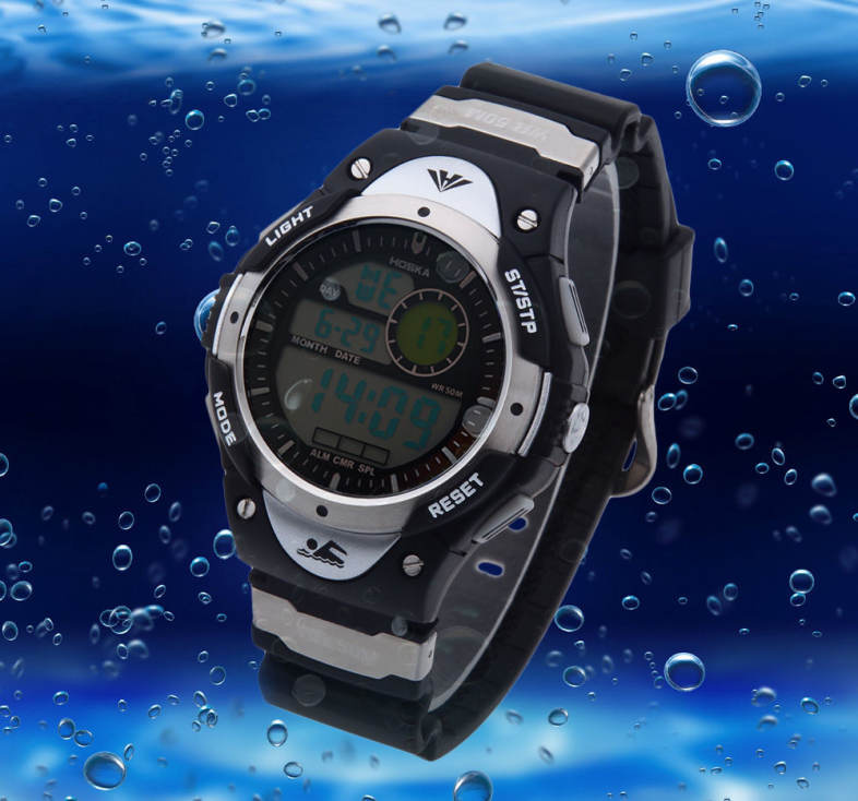 HOSKA H013B Children LED Digital Watch Calendar Alarm Chronograph Display Sports Wristwatch