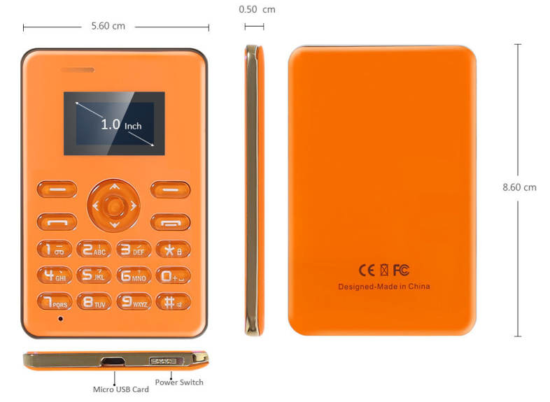 AIEK Q3 1.0 inch Card Phone Bluetooth FM MP3 Playback Audio Player Alarm Calculator