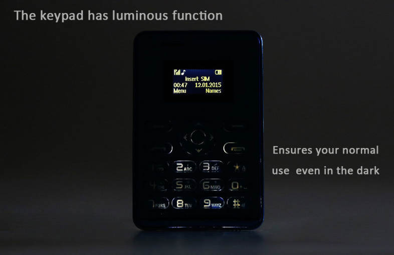 AIEK Q3 1.0 inch Card Phone Bluetooth FM MP3 Playback Audio Player Alarm Calculator