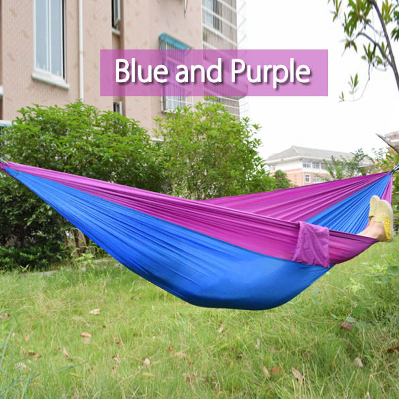 Outdoor One Person Assorted Color Parachute Nylon Fabric Hammock