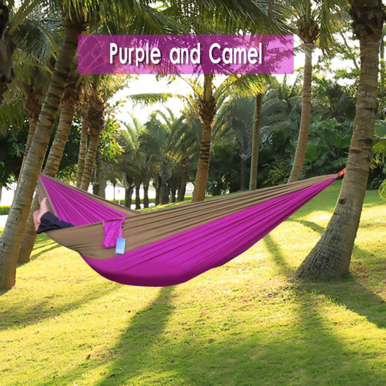 Outdoor One Person Assorted Color Parachute Nylon Fabric Hammock