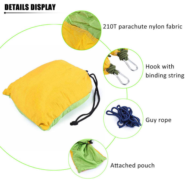 Outdoor One Person Assorted Color Parachute Nylon Fabric Hammock
