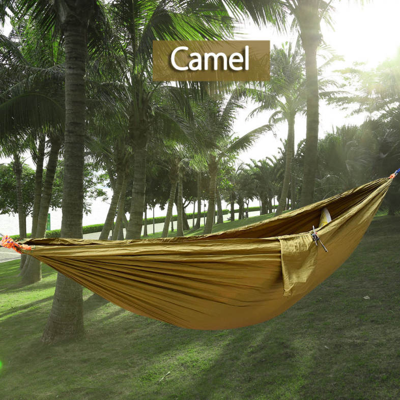Outdoor One Person Assorted Color Parachute Nylon Fabric Hammock