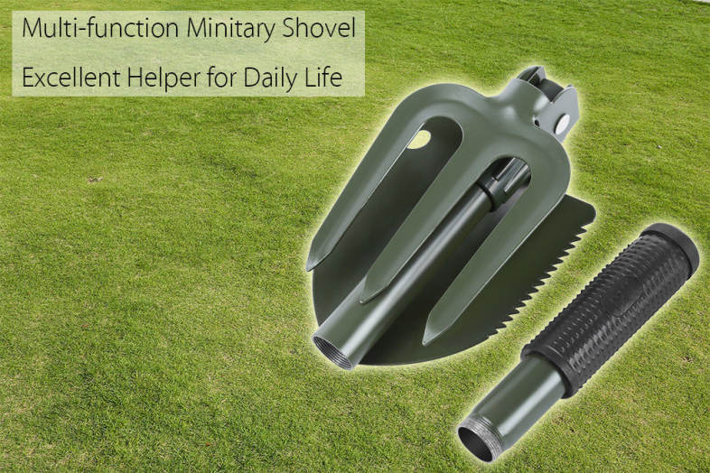CLEYE Multi-function Military Portable Trowel Diddle Rake Shovel with Carrying Pouch