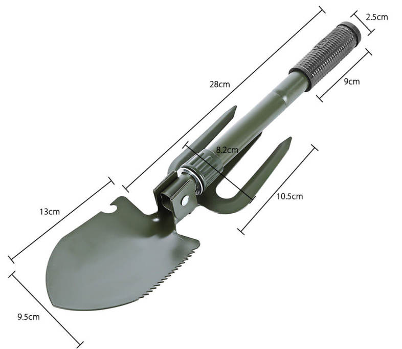 CLEYE Multi-function Military Portable Trowel Diddle Rake Shovel with Carrying Pouch