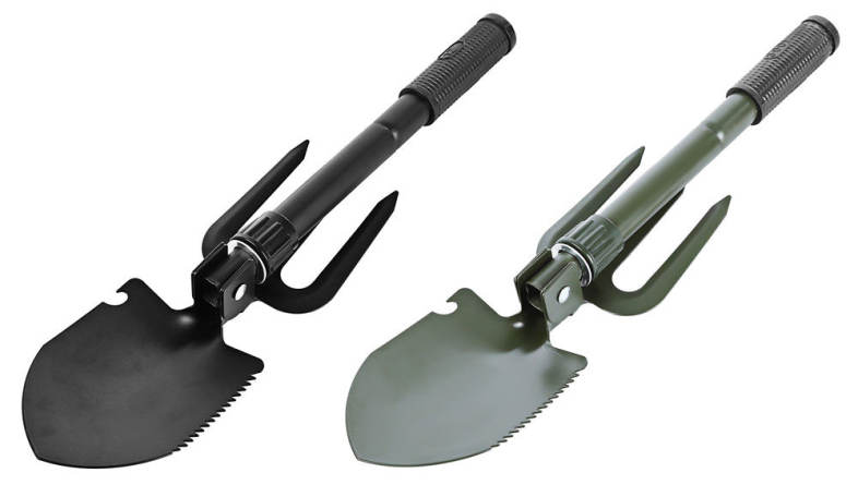 CLEYE Multi-function Military Portable Trowel Diddle Rake Shovel with Carrying Pouch