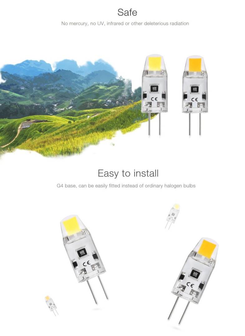 Lightme 10PCS G4 1.2W DC 12V 1505 LED Dimmable Bulb Spotlight