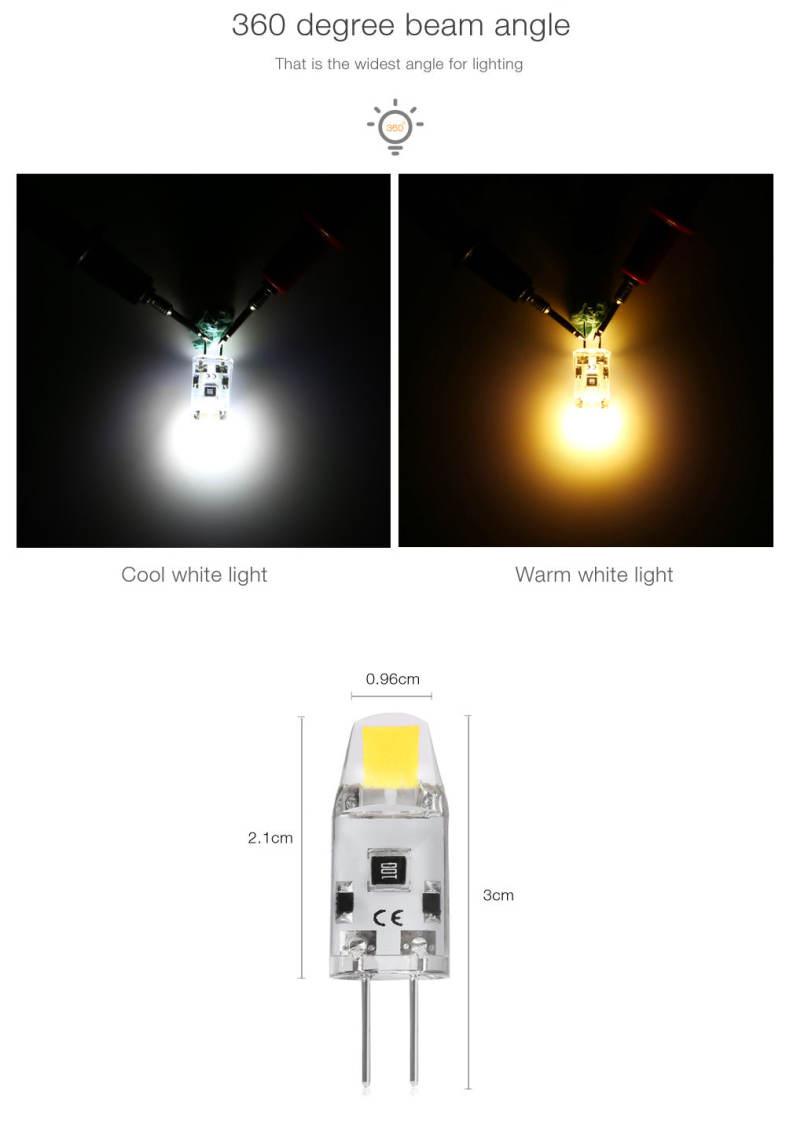 Lightme 10PCS G4 1.2W DC 12V 1505 LED Dimmable Bulb Spotlight