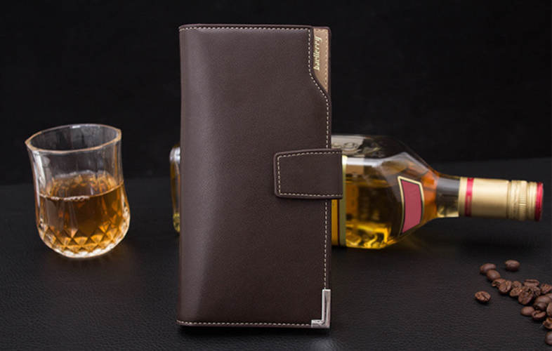 Baellerry Soft Metal Plate Snap Fastener Long Photo Money Card Clutch Wallet for Men