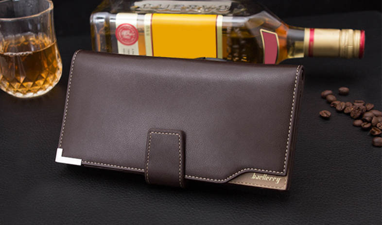 Baellerry Soft Metal Plate Snap Fastener Long Photo Money Card Clutch Wallet for Men