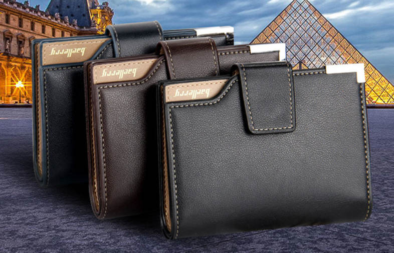 Baellerry Soft Metal Plate Snap Fastener Long Photo Money Card Clutch Wallet for Men