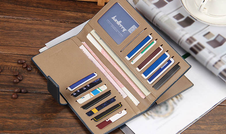 Baellerry Soft Metal Plate Snap Fastener Long Photo Money Card Clutch Wallet for Men