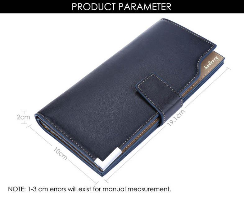 Baellerry Soft Metal Plate Snap Fastener Long Photo Money Card Clutch Wallet for Men