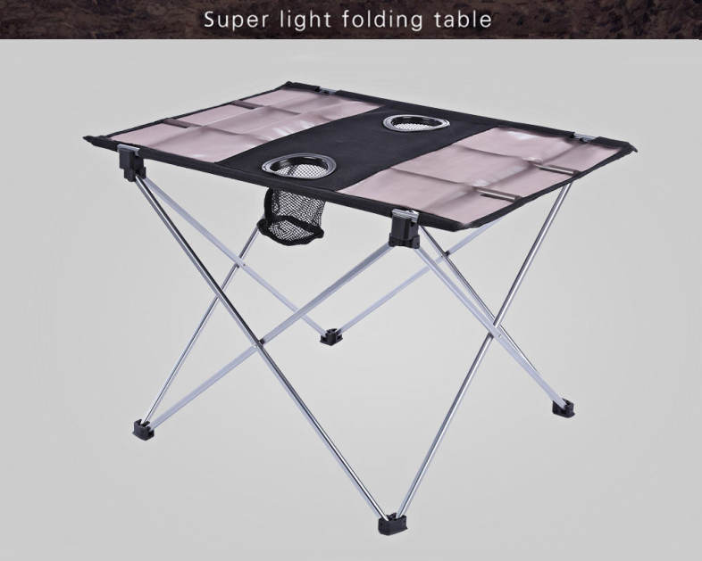 Outdoor Portable Foldable Table with Bottle Hole for Fishing Picnic Camping