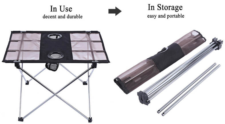 Outdoor Portable Foldable Table with Bottle Hole for Fishing Picnic Camping