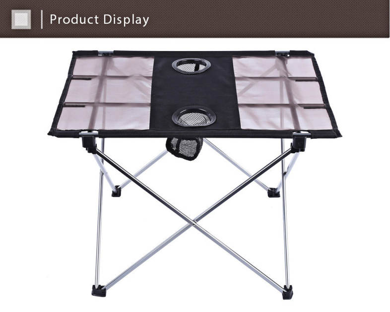 Outdoor Portable Foldable Table with Bottle Hole for Fishing Picnic Camping